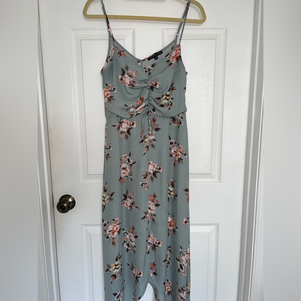 Three Pink Hearts Floral Maxi Dress in Green